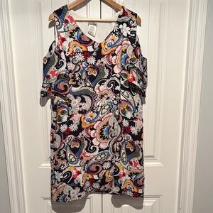 Vibrant cold Shoulder Paisley Dress